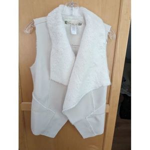 Chelsea And Violet  Faux Leather White Open‎ Draped Vest  Moto Glam  XS Distress